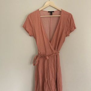 Pink&White polka-dot wrap dress